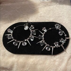 Silver Spike Hoop Earrings